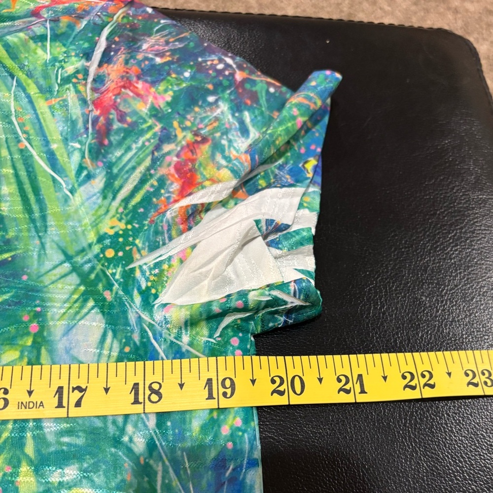 Tropical beachy floral hearts art to wear women’s blouse top size M - Picture 7 of 8